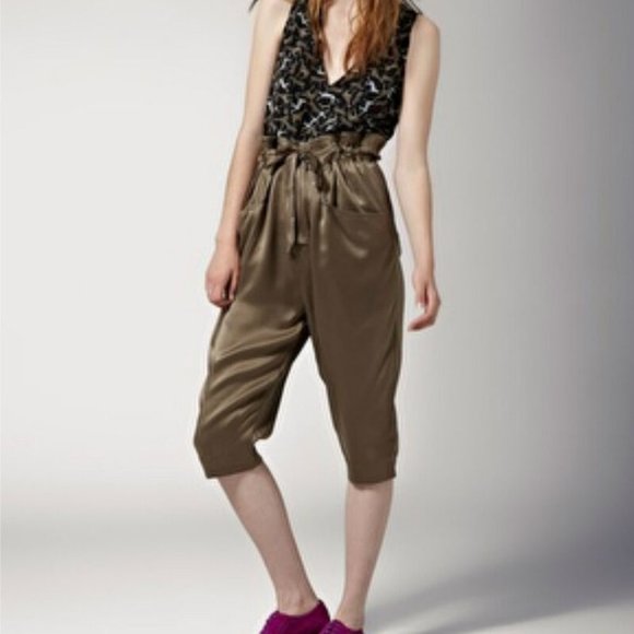 JOIE Lucio CANTEEN Sandwash Satin SILK Crop Pants - Picture 1 of 1